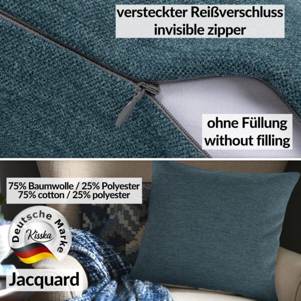 Kissenbezüge Sofakissen Dekokissen Gomera Jacquard Kuschelkissen Zierkissen 4 Größen mit & ohne Füllung Uni Blau