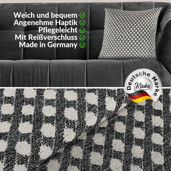 Kissenbezüge Sofakissen Dekokissen Gomera Jacquard Kuschelkissen Zierkissen 4 Größen mit & ohne Füllung Karo Silber Weiß
