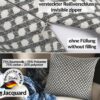 Kissenbezüge Sofakissen Dekokissen Gomera Jacquard Kuschelkissen Zierkissen 4 Größen mit & ohne Füllung Karo Silber Weiß