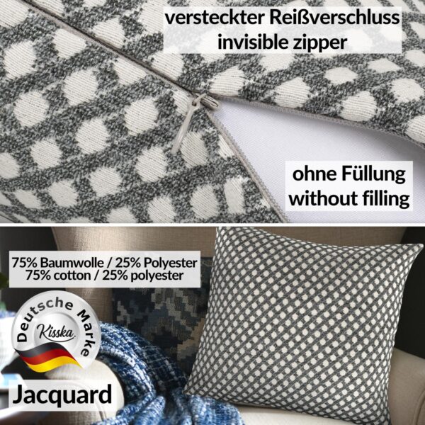 Kissenbezüge Sofakissen Dekokissen Gomera Jacquard Kuschelkissen Zierkissen 4 Größen mit & ohne Füllung Karo Silber Weiß