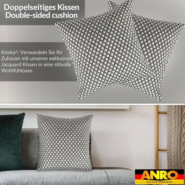Kissenbezüge Sofakissen Dekokissen Gomera Jacquard Kuschelkissen Zierkissen 4 Größen mit & ohne Füllung Karo Silber Weiß