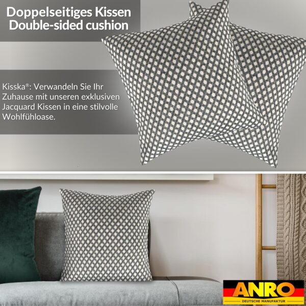 Kissenbezüge Sofakissen Dekokissen Gomera Jacquard Kuschelkissen Zierkissen 4 Größen mit & ohne Füllung Karo Silber Weiß