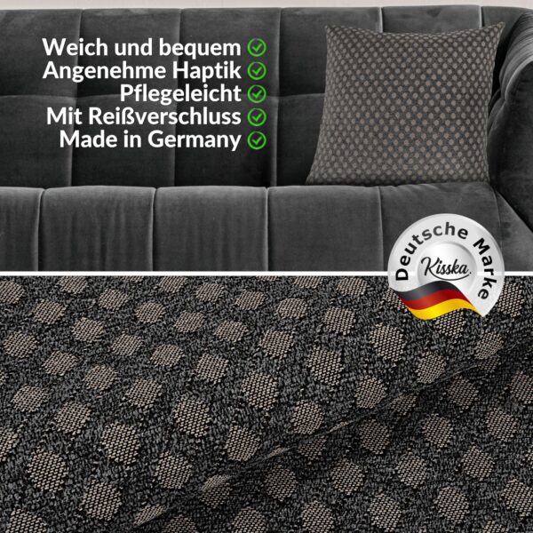 Kissenbezüge Sofakissen Dekokissen Gomera Jacquard Kuschelkissen Zierkissen 4 Größen mit & ohne Füllung Karo Grau Gold