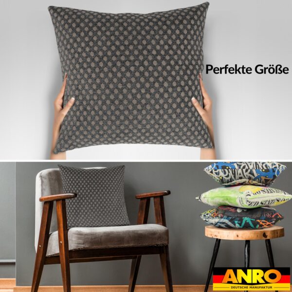 Kissenbezüge Sofakissen Dekokissen Gomera Jacquard Kuschelkissen Zierkissen 4 Größen mit & ohne Füllung Karo Grau Gold