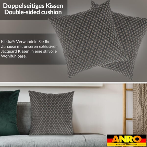 Kissenbezüge Sofakissen Dekokissen Gomera Jacquard Kuschelkissen Zierkissen 4 Größen mit & ohne Füllung Karo Grau Gold