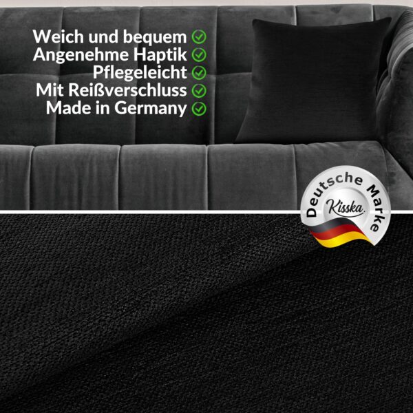 Kissenbezüge Sofakissen Dekokissen Gomera Jacquard Kuschelkissen Zierkissen 4 Größen mit & ohne Füllung Uni Schwarz