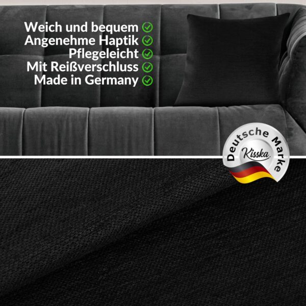 Kissenbezüge Sofakissen Dekokissen Gomera Jacquard Kuschelkissen Zierkissen 4 Größen mit & ohne Füllung Uni Schwarz