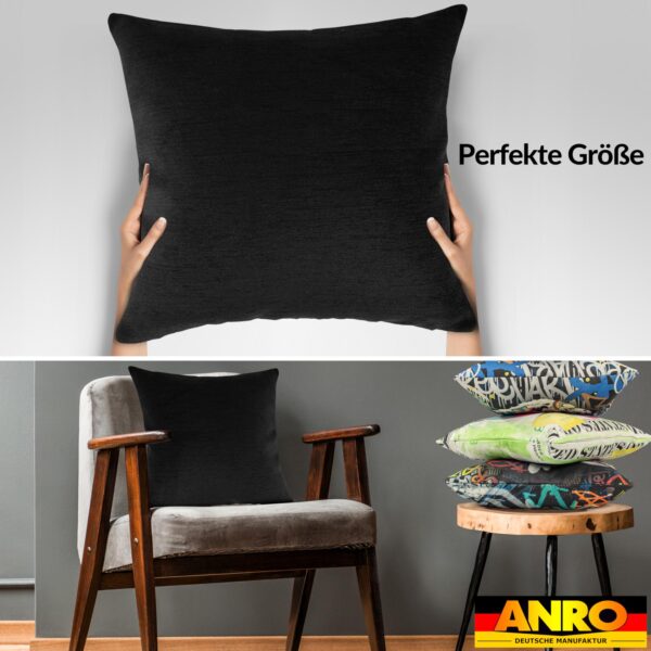 Kissenbezüge Sofakissen Dekokissen Gomera Jacquard Kuschelkissen Zierkissen 4 Größen mit & ohne Füllung Uni Schwarz