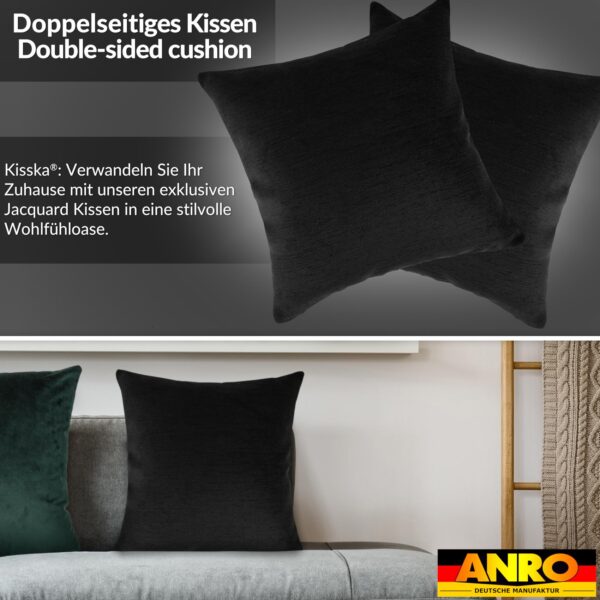 Kissenbezüge Sofakissen Dekokissen Gomera Jacquard Kuschelkissen Zierkissen 4 Größen mit & ohne Füllung Uni Schwarz