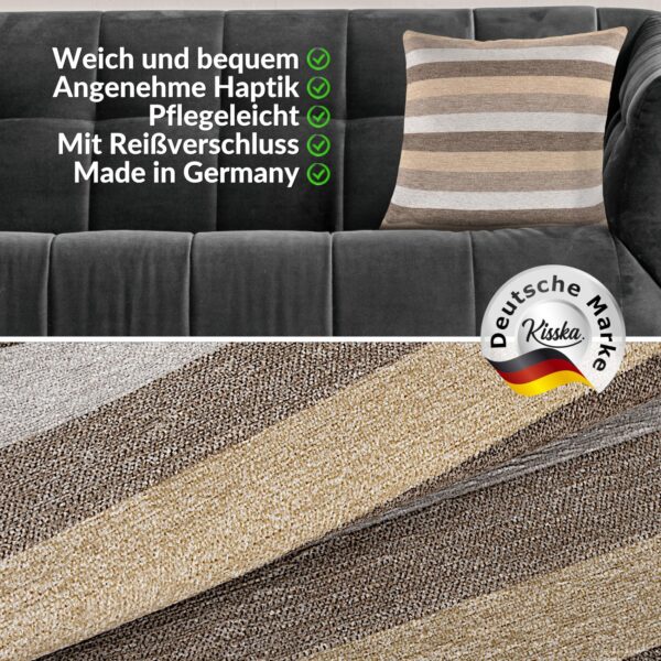 Kissenbezüge Sofakissen Dekokissen Gomera Jacquard Kuschelkissen Zierkissen 4 Größen mit & ohne Füllung Kaffee Farben