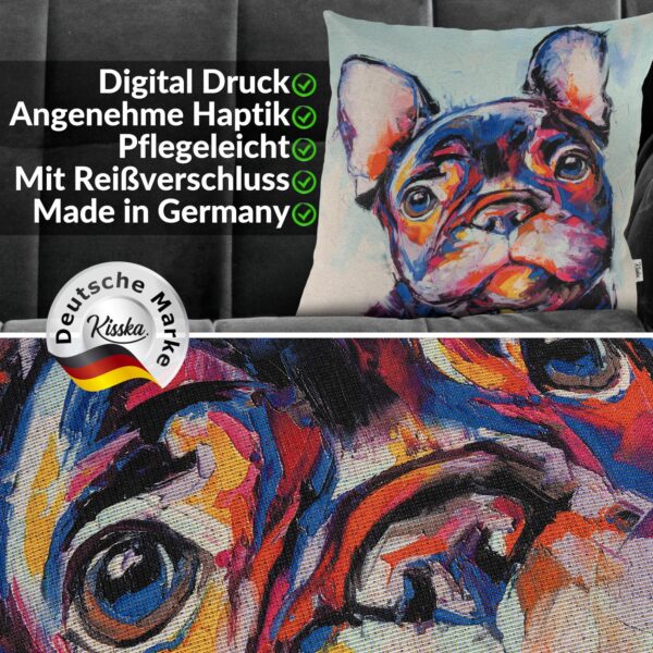 Kissenbezug Dekokissen Sofakissen Kissenhülle Zierkissen Pop Art mit und ohne Füllung 40x40cm Bulldog
