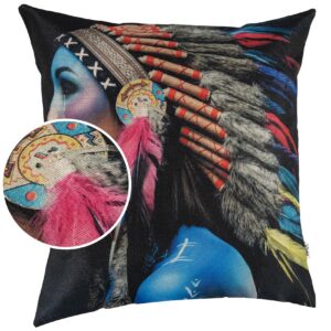 Kissenbezug Dekokissen Sofakissen Kissenhülle Zierkissen Pop Art mit und ohne Füllung 40x40cm Indianerin