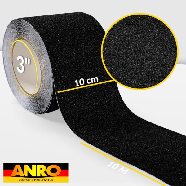 Antirutsch Klebeband selbstklebend Klebestreifen Tape Band rutschfest FixoFlex Breite 5 & 10cm Schwarz 10m Rolle