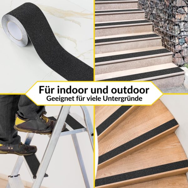 Antirutsch Klebeband selbstklebend Klebestreifen Tape Band rutschfest FixoFlex Breite 5 & 10cm Schwarz 10m Rolle