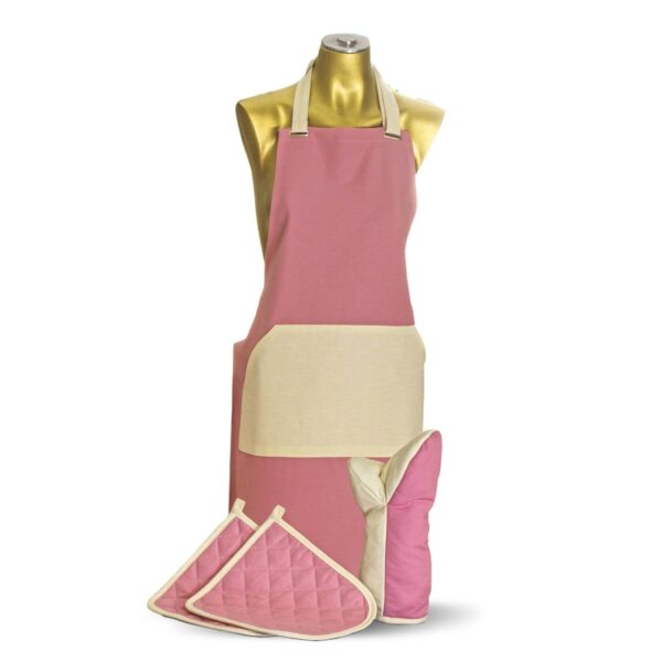 Tischwäsche 5 Teilig – abwaschbare Tischdecke Schürze Ofenhandschuh Topflappen Baumwolle Geschenk Set