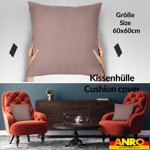 Kissenbezüge Leinenoptik Sofakissen Dekokissen 4 Größen mit & ohne Füllung Rosagrau