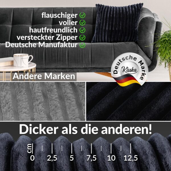 Plüsch Cord Kissen Kissenbezug Sofakissen Big Cord Dekokissen mit & ohne Füllung 4 Größen Schwarzblau