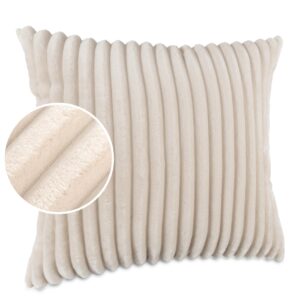 Plüsch Cord Kissen Kissenbezug Sofakissen Big Cord Dekokissen mit & ohne Füllung 4 Größen Elfenbein