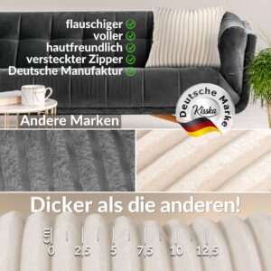Plüsch Cord Kissen Kissenbezug Sofakissen Big Cord Dekokissen mit & ohne Füllung 4 Größen Elfenbein