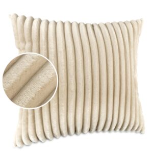 Plüsch Cord Kissen Kissenbezug Sofakissen Big Cord Dekokissen mit & ohne Füllung 4 Größen Creme