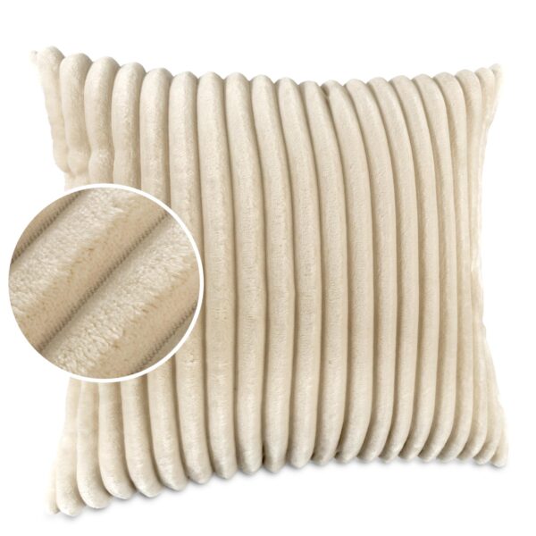 Plüsch Cord Kissen Kissenbezug Sofakissen Big Cord Dekokissen mit & ohne Füllung 4 Größen Creme