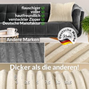 Plüsch Cord Kissen Kissenbezug Sofakissen Big Cord Dekokissen mit & ohne Füllung 4 Größen Creme