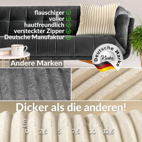 Plüsch Cord Kissen Kissenbezug Sofakissen Big Cord Dekokissen mit & ohne Füllung 4 Größen Creme