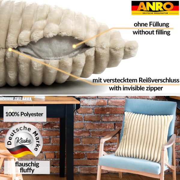 Plüsch Cord Kissen Kissenbezug Sofakissen Big Cord Dekokissen mit & ohne Füllung 4 Größen Creme