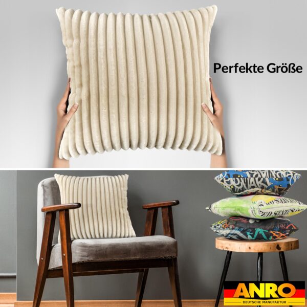 Plüsch Cord Kissen Kissenbezug Sofakissen Big Cord Dekokissen mit & ohne Füllung 4 Größen Creme