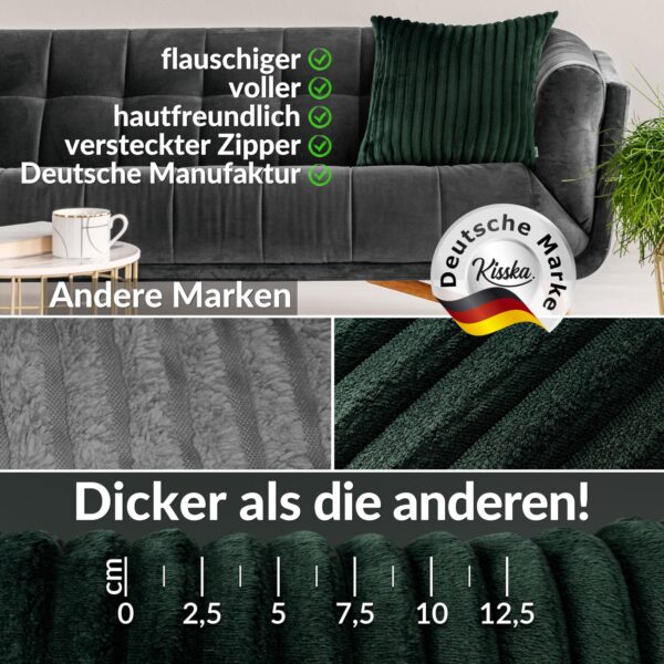 Plüsch Cord Kissen Kissenbezug Sofakissen Big Cord Dekokissen mit & ohne Füllung 4 Größen Smaragd
