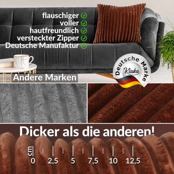 Plüsch Cord Kissen Kissenbezug Sofakissen Big Cord Dekokissen mit & ohne Füllung 4 Größen Kupfer
