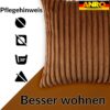 Plüsch Cord Kissen Kissenbezug Sofakissen Big Cord Dekokissen mit & ohne Füllung 4 Größen Fuchsrot