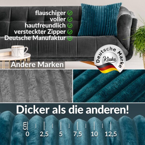 Plüsch Cord Kissen Kissenbezug Sofakissen Big Cord Dekokissen mit & ohne Füllung 4 Größen Türkis