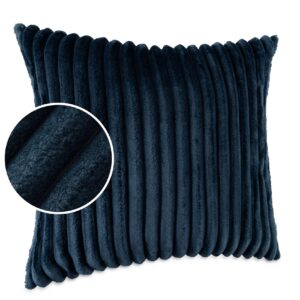 Plüsch Cord Kissen Kissenbezug Sofakissen Big Cord Dekokissen mit & ohne Füllung 4 Größen Jeansblau