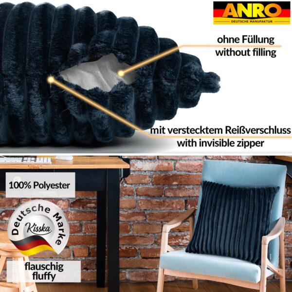 Plüsch Cord Kissen Kissenbezug Sofakissen Big Cord Dekokissen mit & ohne Füllung 4 Größen Jeansblau