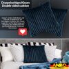 Plüsch Cord Kissen Kissenbezug Sofakissen Big Cord Dekokissen mit & ohne Füllung 4 Größen Jeansblau