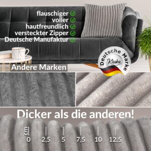 Plüsch Cord Kissen Kissenbezug Sofakissen Big Cord Dekokissen mit & ohne Füllung 4 Größen Hellgrau