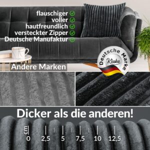 Plüsch Cord Kissen Kissenbezug Sofakissen Big Cord Dekokissen mit & ohne Füllung 4 Größen Grau