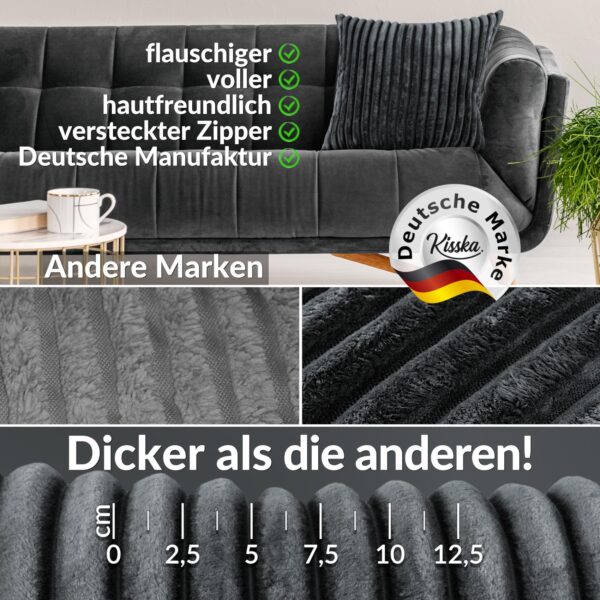 Plüsch Cord Kissen Kissenbezug Sofakissen Big Cord Dekokissen mit & ohne Füllung 4 Größen Grau