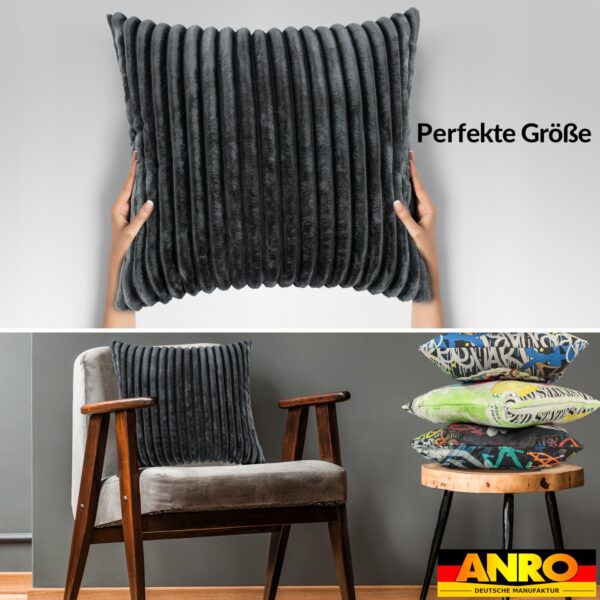Plüsch Cord Kissen Kissenbezug Sofakissen Big Cord Dekokissen mit & ohne Füllung 4 Größen Grau