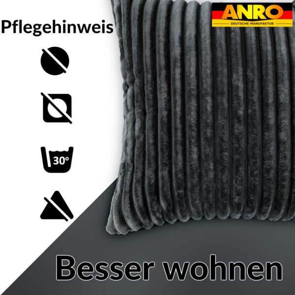 Plüsch Cord Kissen Kissenbezug Sofakissen Big Cord Dekokissen mit & ohne Füllung 4 Größen Grau