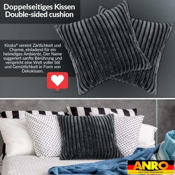 Plüsch Cord Kissen Kissenbezug Sofakissen Big Cord Dekokissen mit & ohne Füllung 4 Größen Grau