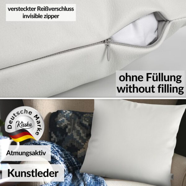 Kunstlederkissen Kissenbezüge Sofakissen Dekokissen Kissenhülle Kunstleder Kissen Lederkissen atmungsaktiv 4 Größen Kumo Weiß