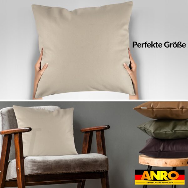 Kunstlederkissen Kissenbezüge Sofakissen Dekokissen Kissenhülle Kunstleder Kissen Lederkissen atmungsaktiv 4 Größen Kumo Beige