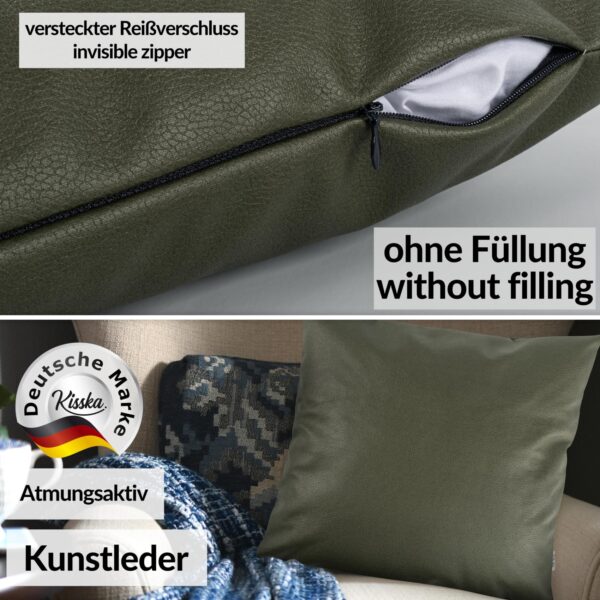 Kunstlederkissen Kissenbezüge Sofakissen Dekokissen Kissenhülle Kunstleder Kissen atmungsaktiv Lederkissen 4 Größen Kumo Grün