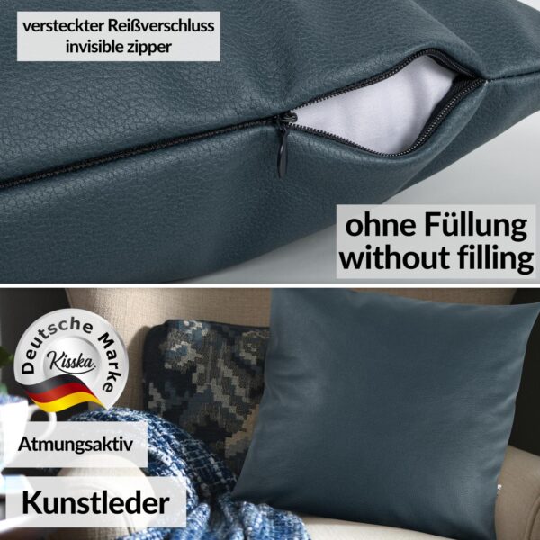 Kunstlederkissen Kissenbezüge Sofakissen Dekokissen Kissenhülle Kunstleder Kissen atmungsaktiv Lederkissen 4 Größen Kumo Grünblau
