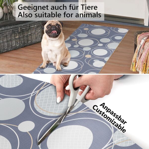 Teppich Küchenläufer Teppichläufer Läufer Flur abwischbar PVC Mirza Cerchi Grau 48cm Breit