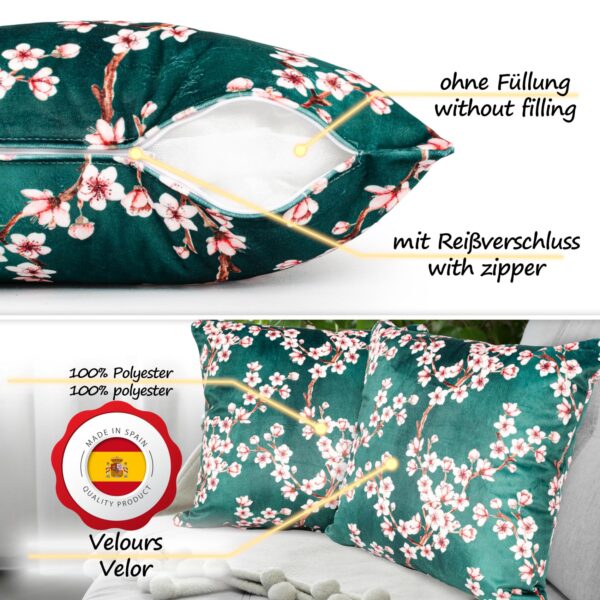 Mikrofaser Dekokissen Velours Kissenbezug Sofakissen Kissenhülle mit & ohne Füllung – Sakura Petrol