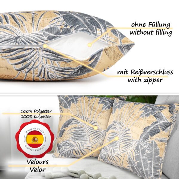 Mikrofaser Dekokissen Velours Kissenbezug Sofakissen Kissenhülle mit & ohne Füllung – Palm Beige