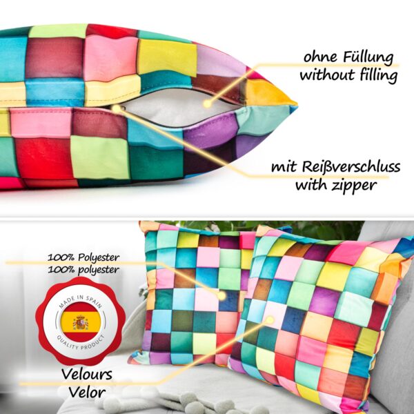 Mikrofaser Dekokissen Velours Kissenbezug Sofakissen Kissenhülle mit & ohne Füllung – Pixel bunt
